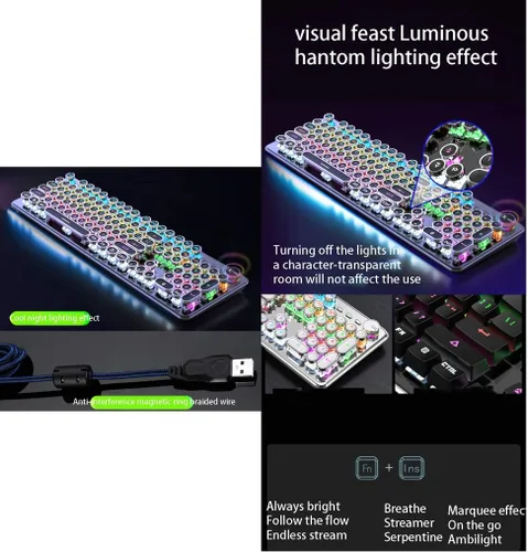 Vista 5 de ARCH Teclado mecánico de juego y ratón Combo 104 teclas teclado computadora ergonómico programable ratón para PC Gamer computadora portátil