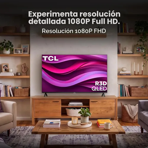 Vista 4 de TCL Smart TV Class R3D Series QLED Roku de 40 pulgadas Diseño sin bisel FullView, Google Cast y AirPlay 2 Televisión para dormitorio, dormitorio