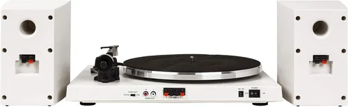 Vista 2 de Crosley T150A-WH - Moderno sistema de tocadiscos Bluetooth de 2 velocidades con brazo de tono ponderado variable y altavoces estéreo, color blanco