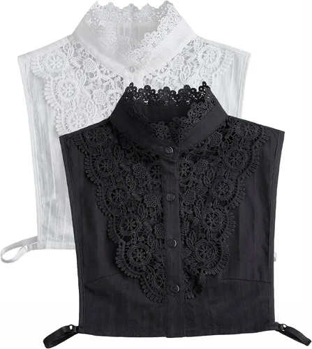 Vista 3 de Cómodo cuello falso de tela jacquard suave para mujer, desmontable, cuello alto ajustable para blusas, vestidos
