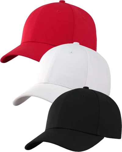 Vista 9 de Paquete de 3 gorras de béisbol de algodón liso con correa trasera, ajustables, de perfil bajo, para hombres y mujeres 3 Negro