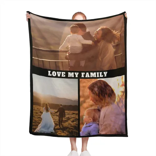 Vista 18 de Manta personalizada con texto de fotos, manta personalizada con mis propias fotos, manta conmemorativa personalizada para madres para mamá, papá