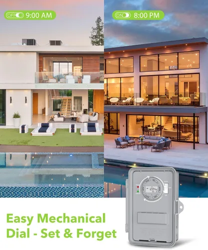 Vista 6 de BN-LINK Temporizador de bomba de piscina, caja de temporizador para exteriores, resistente, 2HP 40A Max, 120, 240, 277 VAC, para bomba de piscina
