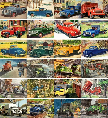 Vista 2 de PIXILUV Postales vintage 24 piezas Studebaker Truck Commercial Car Classic Vintage Anuncio Poster