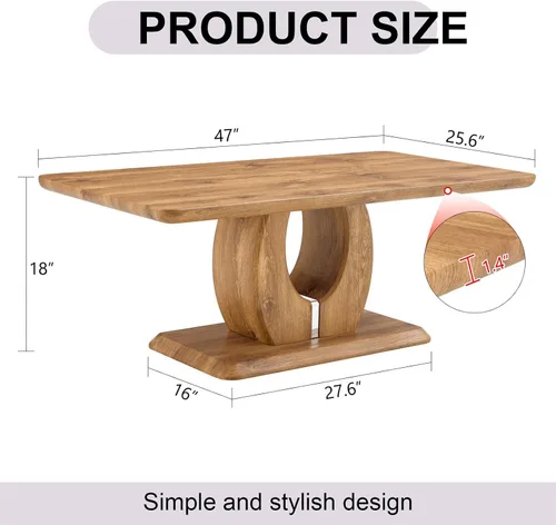 Vista 2 de LKTART Mesa de Centro Rectangular para Sala de Estar, Mesas de Centro de Imitación de Mármol con Almacenamiento, Base Moderna Estable Mesa de Centro