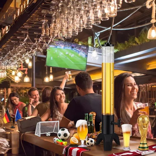 Vista 4 de Mumufy 6 juegos de 3 l dispensador de torre Mimosa Torre Mimosa con tubo de hielo, dispensadores de cerveza y margarita para fiestas, hogar, bar