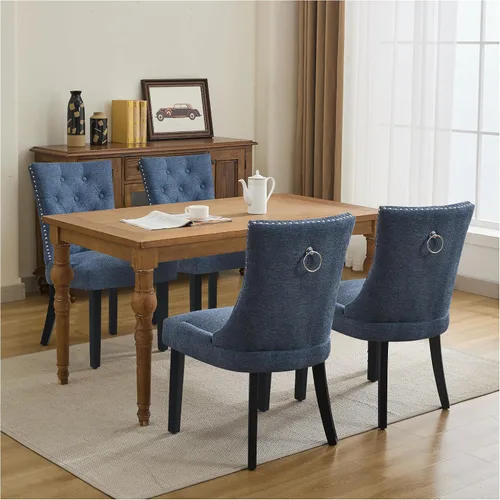 Vista 16 de Juego de 2 sillas de comedor modernas con respaldo, color beige