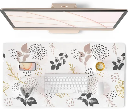 Vista 13 de Qiyi Alfombrilla de escritorio, grande, de mouse, vía láctea, decoración, piel sintética impermeable, protector para oficina, hogar, trabajo