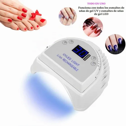 Vista 2 de 64W recargable Pro LED Gel Nail UV luz UV LED lámpara de uñas inalámbrico LED luz para uñas (blanco)