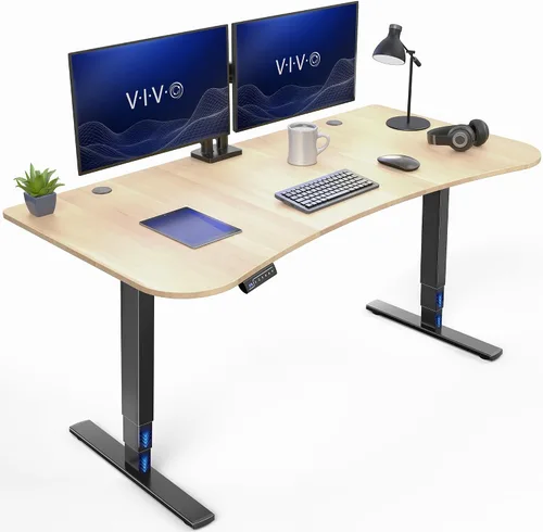 Vista 17 de VIVO - Escritorio eléctrico de pie de 71 x 30 pulgadas con marco de bambú real, ajuste de pantalla táctil, soporte de marco de 176 lb, serie 2E