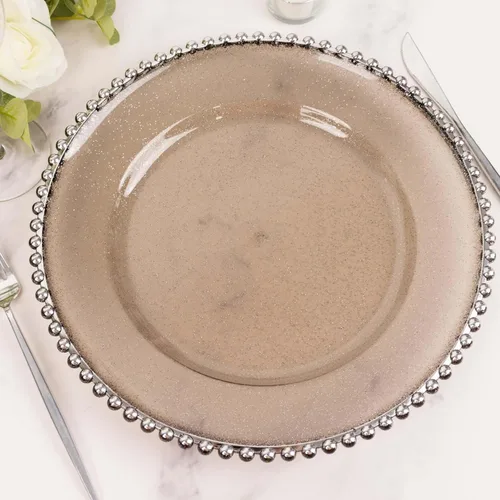 Vista 21 de Efavormart - Paquete de 10 platos de postre de plástico transparente rubor con borde de cuentas, platos redondos desechables para ensalada, 8