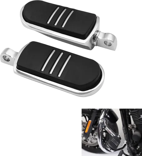Vista 15 de TCMT 10 mm Estribos para motocicletas Compatibles con Harley Street Glide Road King Montura macho (Estribos estilo A, negro)