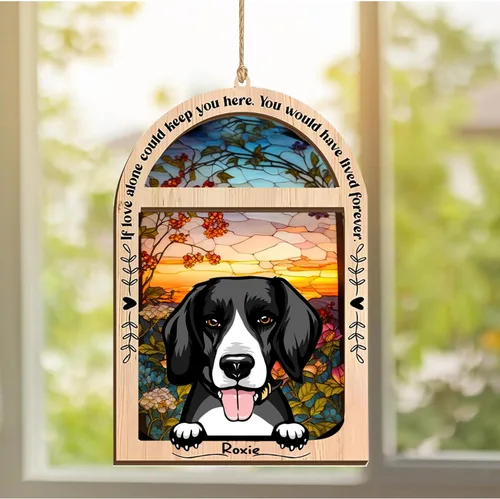 Vista 145 de LOVELYPOD Adorno de Navidad personalizado de sabueso afgano, atrapasoles con nombre, regalos de pérdida de mascotas, regalos para amantes