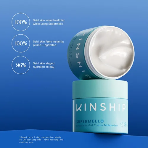 Vista 2 de Kinship Supermello - Crema hidratante de gel hialurónico, loción facial de ácido hialurónico, ligera e hidratante, regordeta, suave y calma, nutre