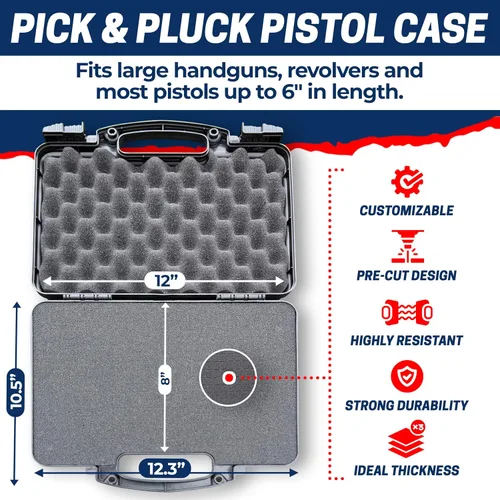 Vista 5 de Cedar Mill Fine Firearms Estuche para pistola aprobado por la TSA - Caja fuerte para pistola y pistola de 0.354 in, revólver - Estuche rígido
