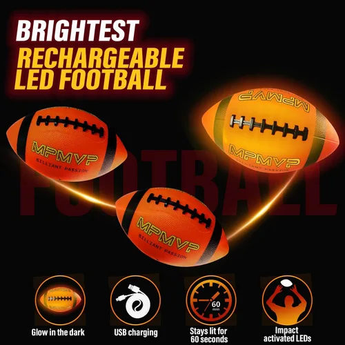 Vista 3 de Balón de fútbol que brilla en la oscuridad, balón de fútbol LED de tamaño 6, recargable por USB, genial juguete deportivo para exteriores