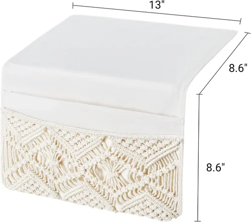 Vista 7 de Mkono Cesta decorativa de cuerda de algodón de macramé y organizador de almacenamiento de macramé bohemio para el hogar, dormitorio, sala de estar