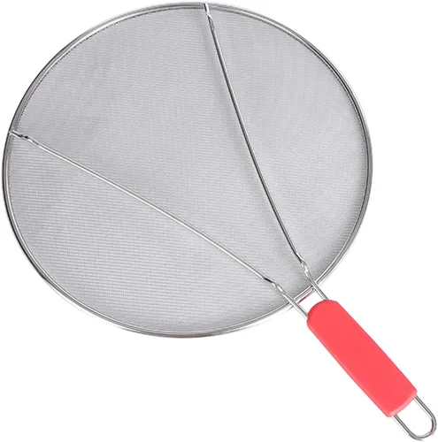 Vista 10 de Pantalla contra salpicaduras para sartén: protector de salpicaduras de grasa de acero inoxidable para cocinar, pantalla de malla para freír mantiene