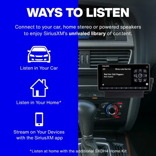 Vista 6 de SiriusXM SXEZR1V1 Onyx EZR Radio Satelital con Kit de Vehículo - Disfruta de SiriusXM en tu Sistema de Audio de Coche Existente y Más con Esta Radio