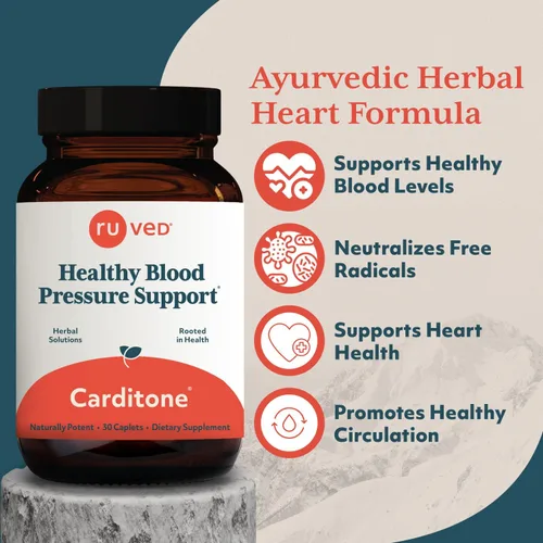 Vista 2 de ruved Carditone - Suplemento natural de salud cardíaca para mujeres y hombres, fórmula BP, apoyo cardíaco holístico con raauwolfia, arjuna, calcio