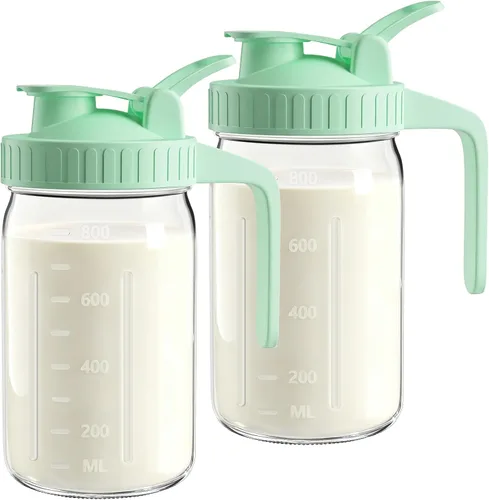 Vista 23 de Jarra Mason Jar de 64 onzas – Jarra de vidrio hermética y a prueba de fugas con tapa, perfecta para té helado, té solar, cerveza fría, leche