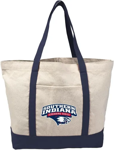 Vista 272 de Campus Lab Bolsa de lona con logotipo primario colegiado con bolsillo externo, bolsa de hombro reutilizable para ir de compras, playa Águilas A&m