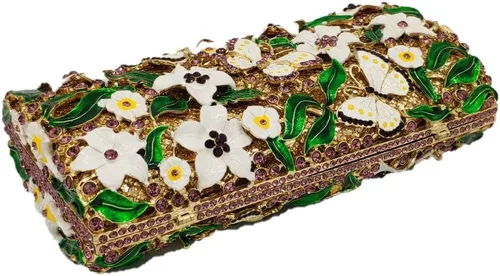 Vista 8 de Boutique De FGG Flores y mariposas mujeres cristal embrague bolso de noche boda fiesta Rhinestone bolsos