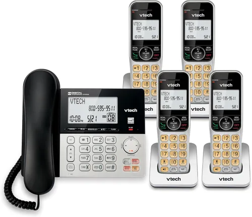 Vista 14 de VTech VG208 DECT 6.0 Teléfono con cable/inalámbrico para el hogar con contestador, bloqueo de llamadas, identificación de llamadas, pantalla