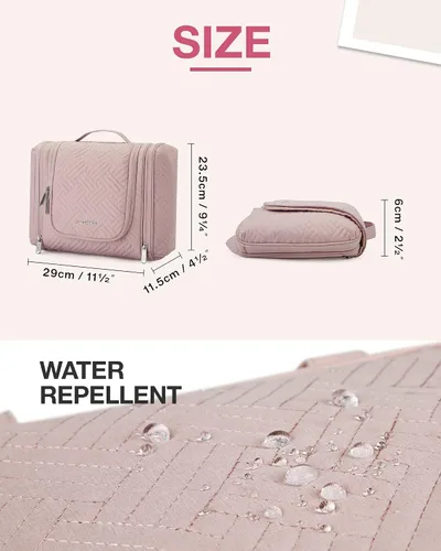 Vista 5 de BAGSMART - Estuche de viaje para cosméticos y artículos de aseo personal a prueba de agua con gancho para colgar, neceser organizador de viaje