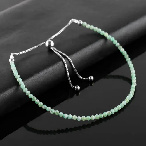 Vista 3 de OdrillionGems Pulsera de bolo de plata de ley 925 con cuentas redondas facetadas, hecha a mano, minimalista, cristales curativos, deslizante