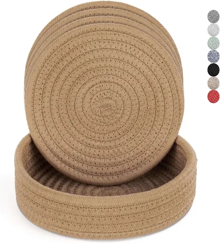 Vista 10 de Salvamanteles para platos calientes, ollas y sartenes, almohadillas calientes con cesta de almacenamiento, soportes para ollas para cocina, tapete