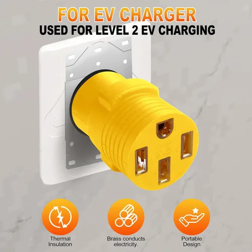 Vista 5 de Conector adaptador NEMA 14-30P a 14-50R, VSEER de 4 clavijas y 30 amperios para cargador EV de 50 amperios compatible con Tesla, para carga EV