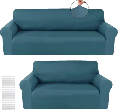 Vista 27 de Peryiter Juego de 2 fundas para sofá de dos plazas Fundas para muebles para sala de estar para sofá, sillón, ajuste elástico, a prueba de arrugas
