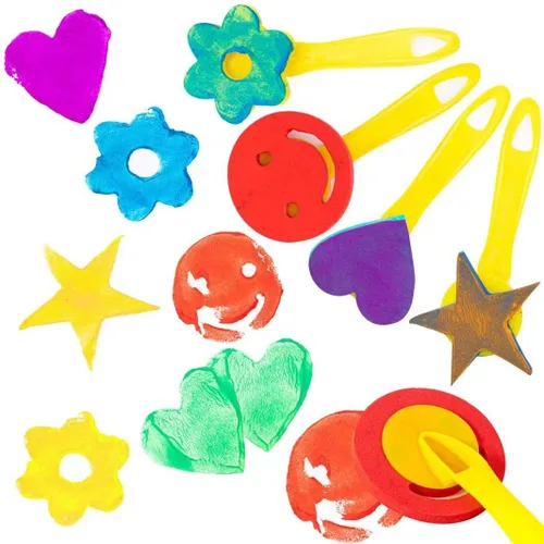 Vista 5 de 53 pinceles de pintura para niños, esponjas de pintura, lavables, juego de pinceles de pintura para niños pequeños de aprendizaje temprano, esponjas