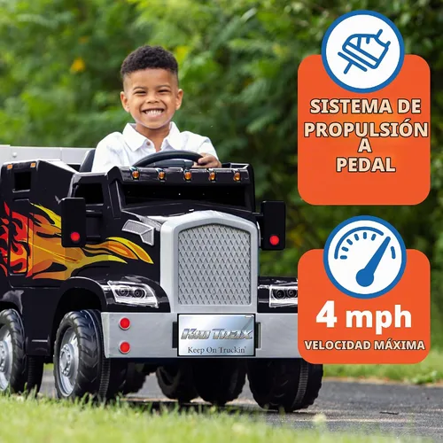 Vista 5 de Kid Trax 12V Semi Truck Ride On Toys w/Detachable Cargo Trailer, Black