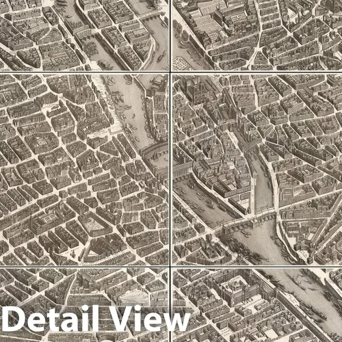 Vista 2 de Mapa histórico - Plan de Paris commencé l'année, 1739, Michel-Étienne Turgot - Arte de pared vintage de 24 x 18 pulgadas