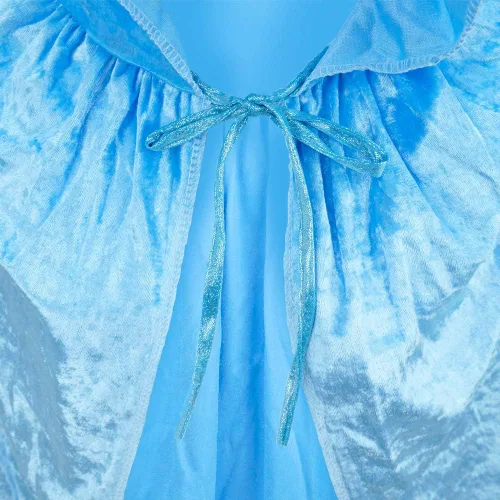 Vista 3 de Capa con capucha de terciopelo azul claro para adultos, disfraz de princesa