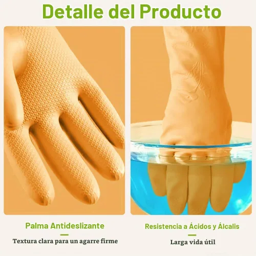 Vista 3 de 2 pares de guantes de goma para lavar platos, reutilizables sin