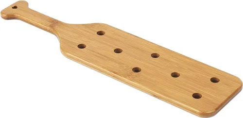 Vista 8 de Paleta de bambú de 12 pulgadas con agujeros, paleta de madera sin terminar, 1 paquete Tamaño: 12 x 4 x 0.6 pulgadas, bambú grueso con orificios