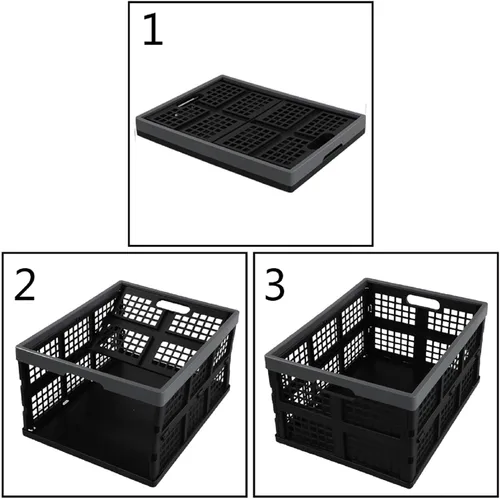 Vista 3 de Paquete de 3 cajas plegables de 32 L, cajas de almacenamiento plegables de plástico