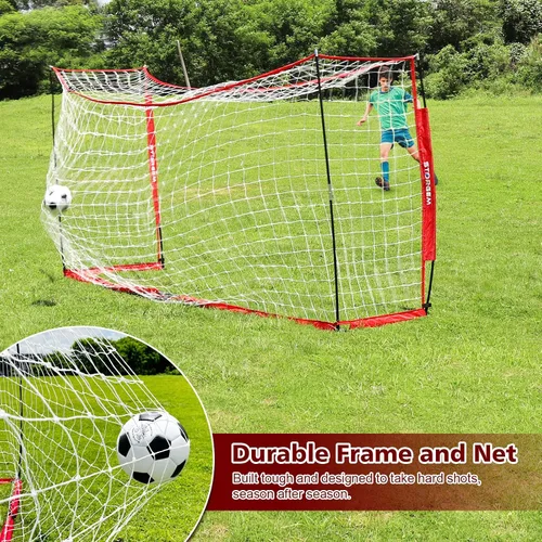 Vista 3 de Storgem Portería de Fútbol, Red de Fútbol, Porterías de Fútbol para Patio Trasero, con Marco de Lazo, Base Metálica Plegable y 15 Conos