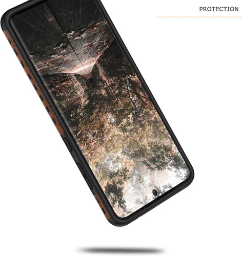 Vista 9 de Tasikar Funda compatible con Samsung Galaxy S20, diseño de grano de madera de fácil agarre (cuero y madera)