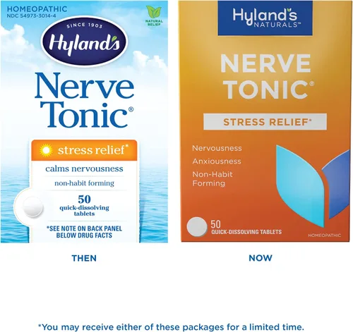 Vista 2 de Hyland's Tabletas para aliviar el estrés tónico nervioso, alivio natural de la inquietud, nerviosismo y síntomas de irritabilidad, 50