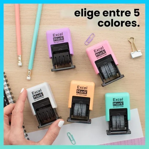 Vista 5 de ExcelMark 1822 Timbre de fecha – Perfecto para envíos, recepciones, fechas de vencimiento y fechas de pago (tinta negra, montura gris)
