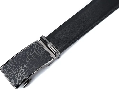 Vista 3 de iCuviy Cinturones de vestir de cuero genuino con trinquete deslizante para hombres, adecuados para el trabajo, negocios, cinturón de hebilla