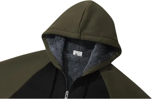 Vista 5 de GEEK LIGHTING Men's Raglan Color Block Fleece Heavy Full-Zip Hoodie