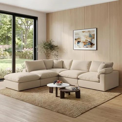 Vista 42 de Sofá modular modular con asiento profundo extra cómodo, sofás modernos negros para sala de estar, apartamento, oficina, espacio pequeño