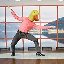 Vista 7 de Molezu Máscara de lujo para Halloween, máscara de cabeza de pato, máscara de látex, disfraz de pico de pato
