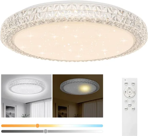 Vista 4 de OOWOLF Lámpara de techo LED, 40 W, 15.4 pulgadas, luz de techo regulable, brillo ajustable, lámpara de techo moderna cerca de luces de techo