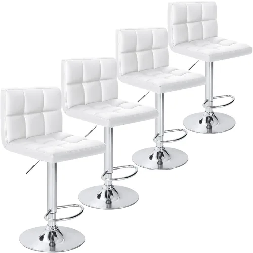 Vista 18 de Homall - Taburetes de bar de cuero sintético, con altura ajustable, giratorios, hidráulicos sin brazos, taburete de bar y cocina cuadrado de altura